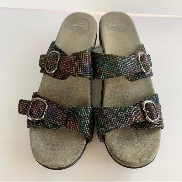 Dansko Sophie Stained Glass Holographic Rainbow Double Strap Sandal EU42 - Picture 2 of 10